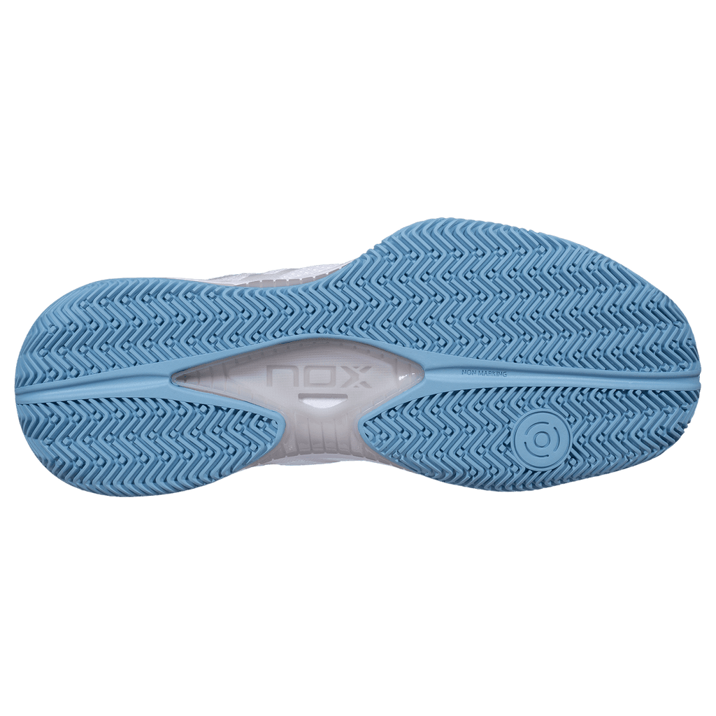NOX Nerbo White / Dusk Blue padelkenkä takaa