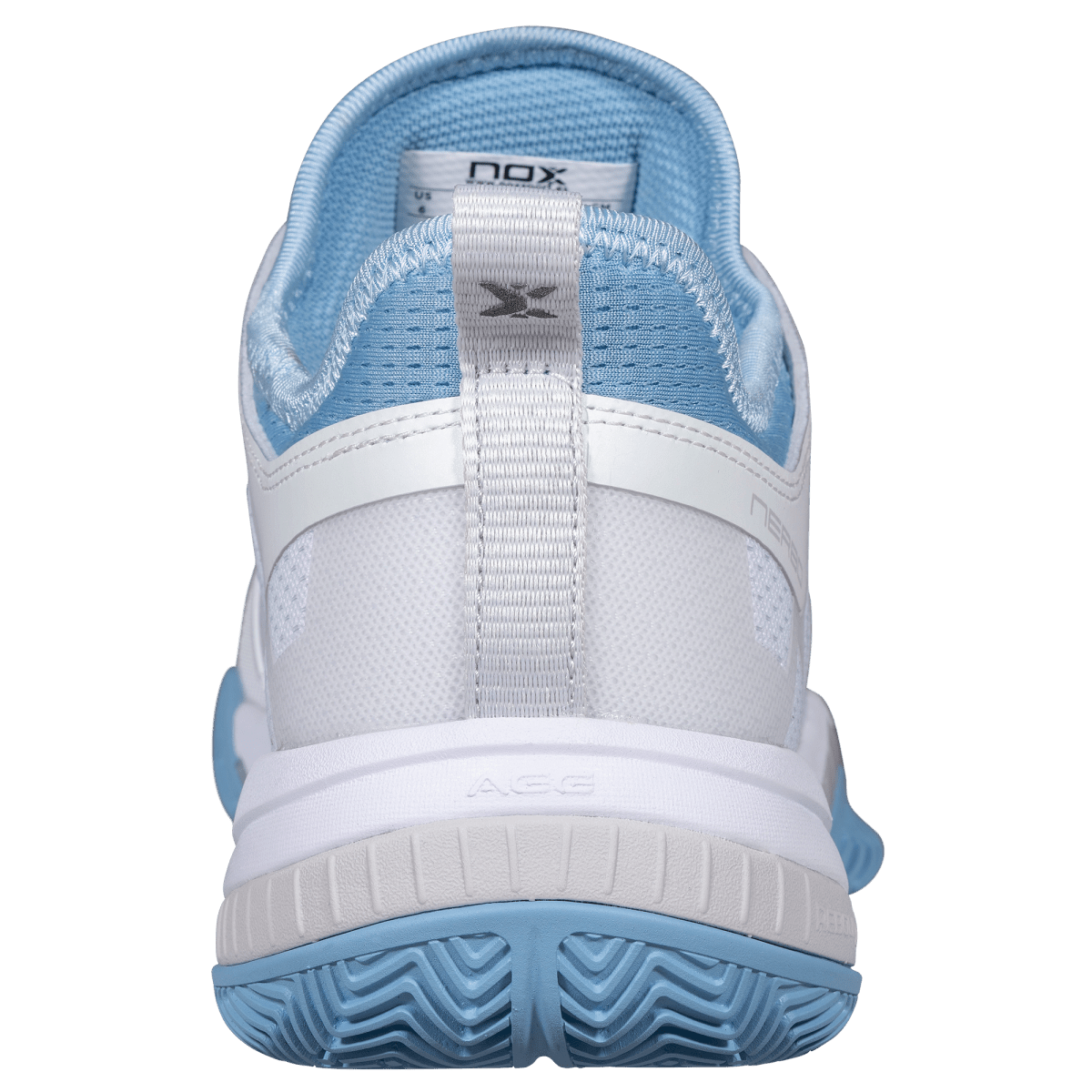 NOX Nerbo White / Dusk Blue padelkenkä yksityiskohta