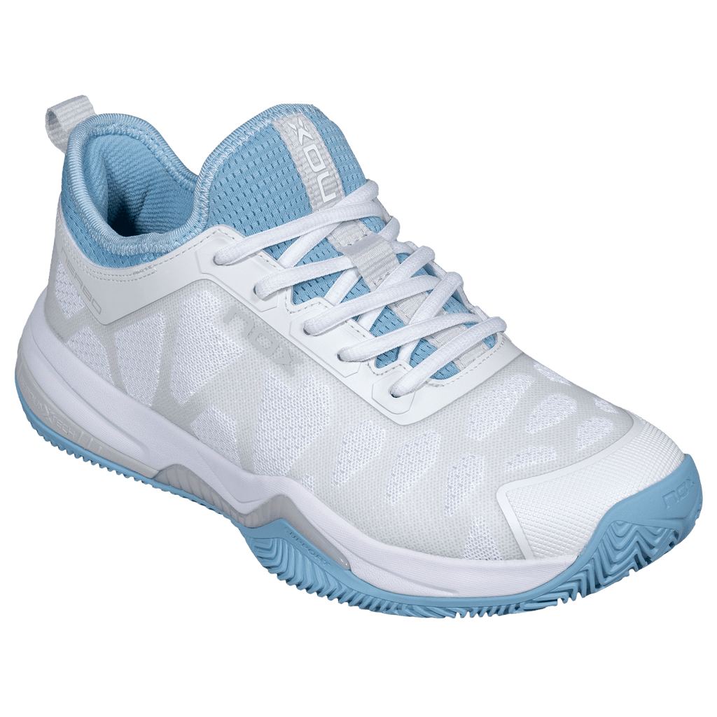 NOX Nerbo White / Dusk Blue padelkenkä sivulta