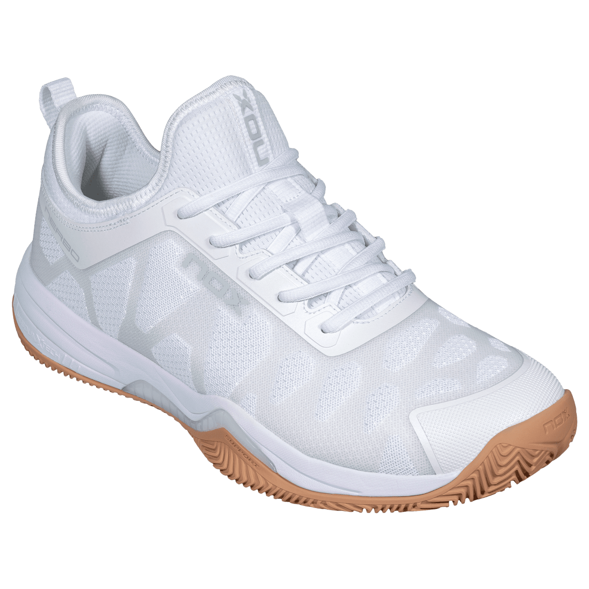 NOX Nerbo White / Gum Rubber padelkenkä sivulta