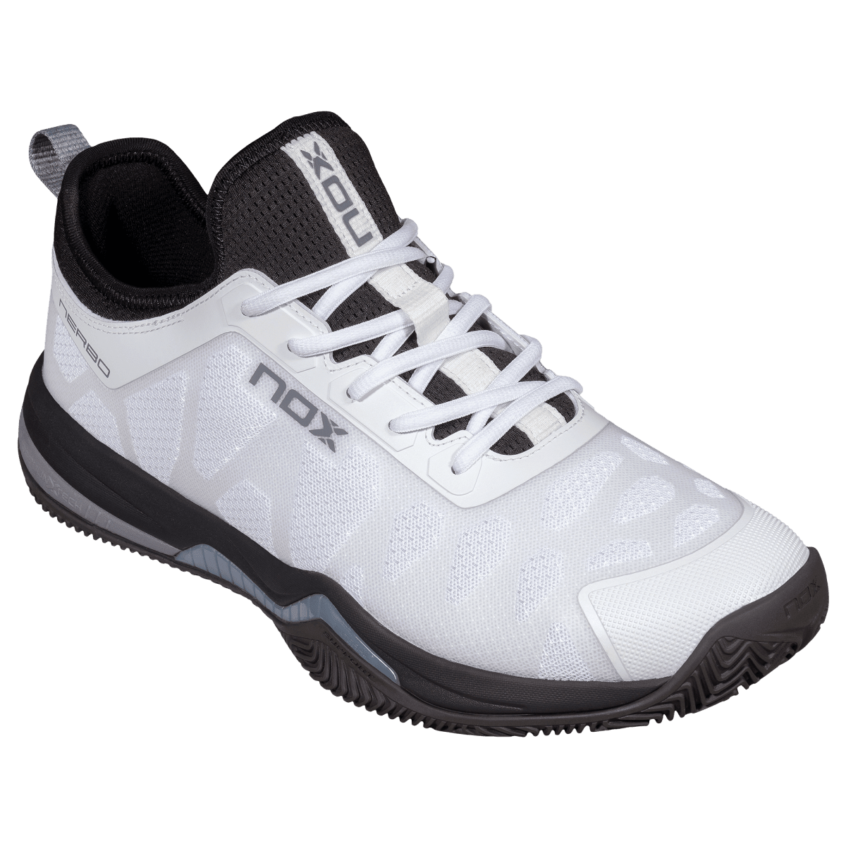 NOX Nerbo White / Raven padelkenkä sivulta