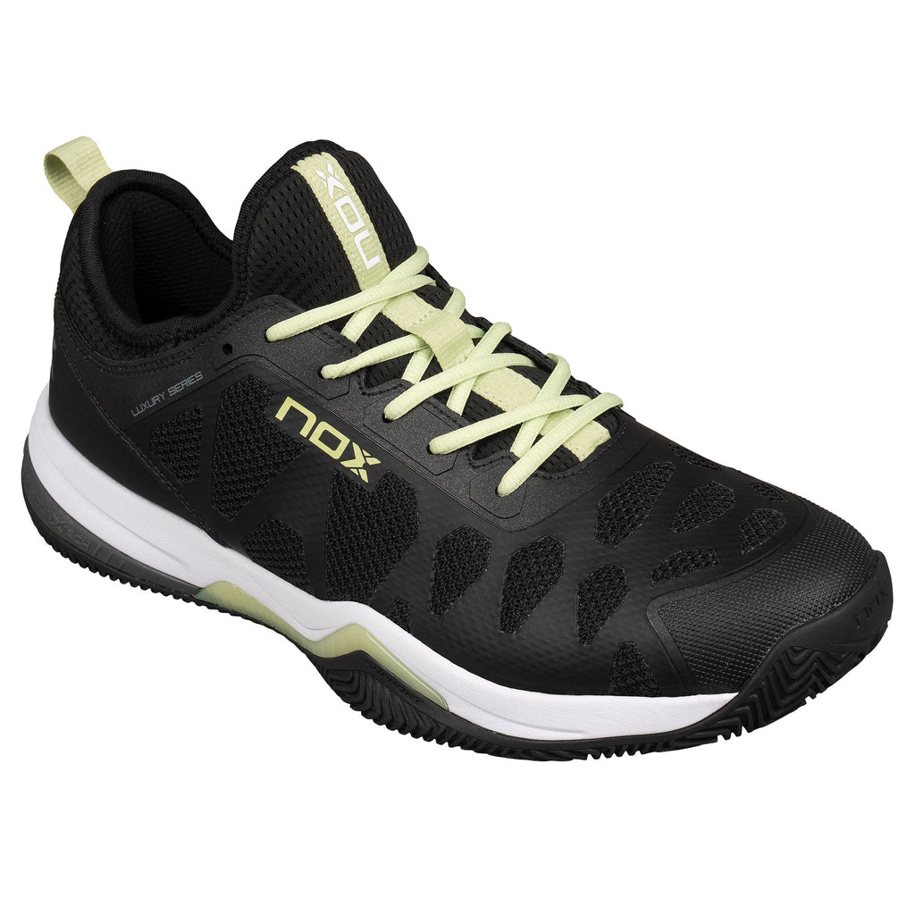 NOX Lux Nerbo Black / Soft Lime padelkenkä sivulta